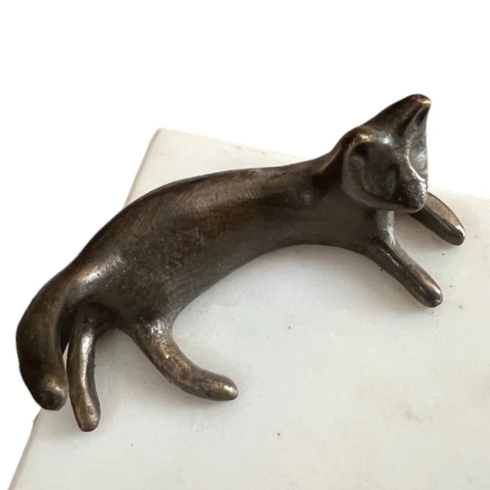 Vtg Michael Aram MARBLE Cat and Mouse Cheese Board w/ Bronze Accents Witty Piece - Picture 5 of 13